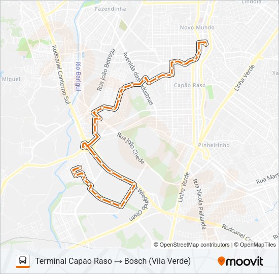 Mapa da linha 627 BOSCH de ônibus