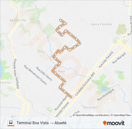 Mapa da linha 226 ABAETÉ de ônibus