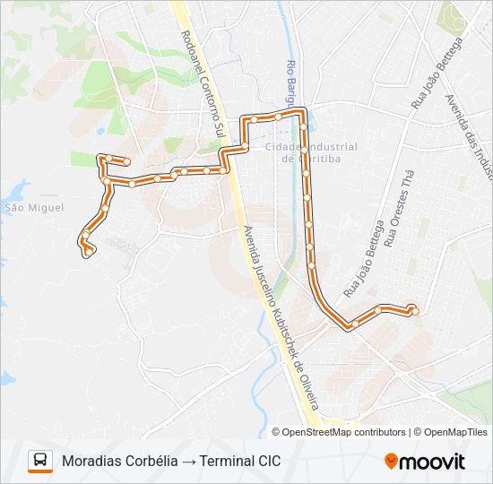 Mapa da linha 653 SABARÁ de ônibus