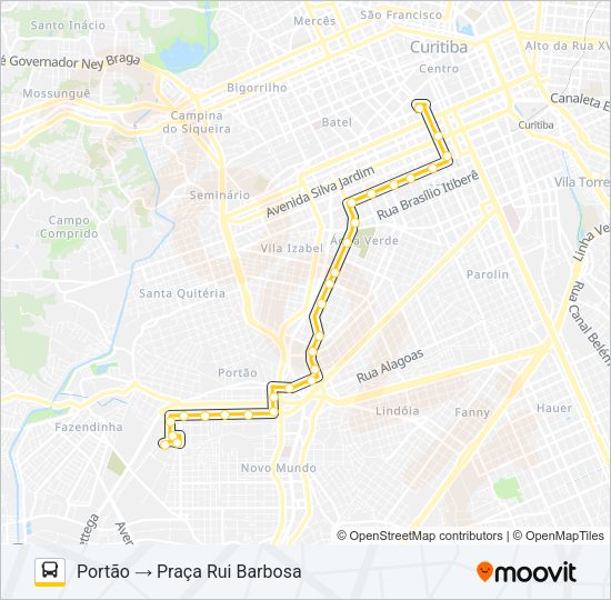 Mapa da linha 671 PORTÃO de ônibus