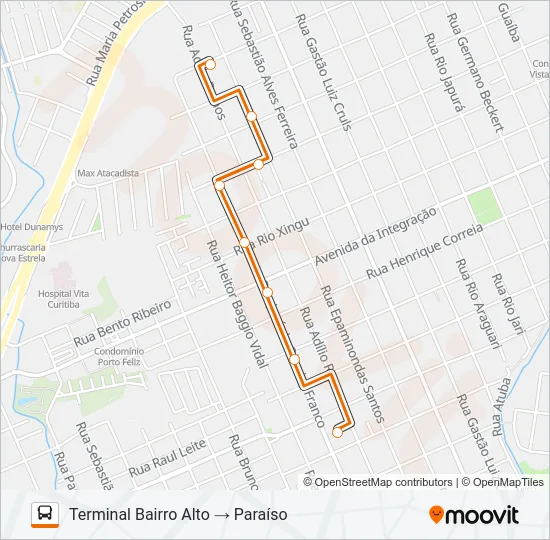 343 PARAÍSO Bus Line Map