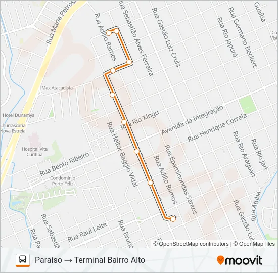 343 PARAÍSO Bus Line Map