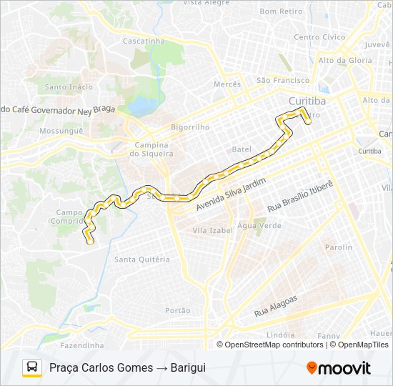 Mapa da linha 862 BARIGUI de ônibus