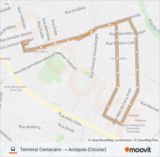 Mapa de 332 ACRÓPOLE de autobús