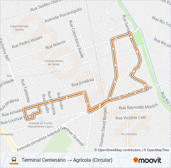 Mapa da linha 334 AGRÍCOLA de ônibus