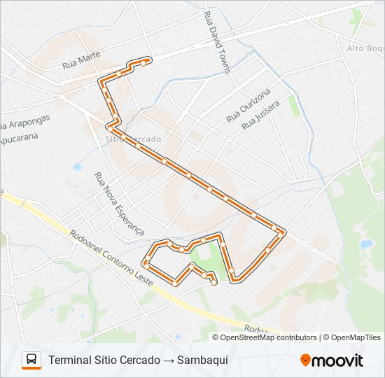 Mapa da linha 552 SAMBAQUI de ônibus