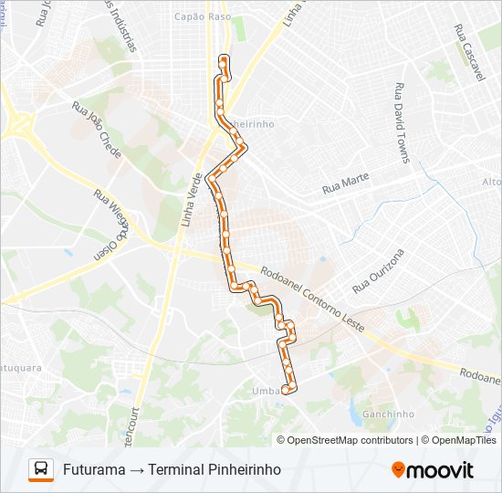 Mapa da linha 639 FUTURAMA de ônibus