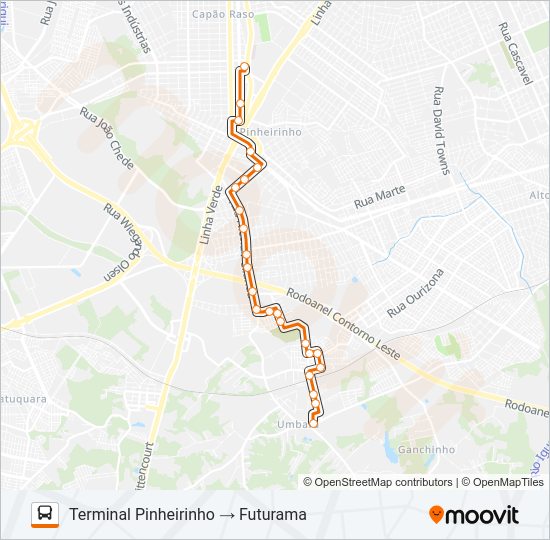 Mapa da linha 639 FUTURAMA de ônibus