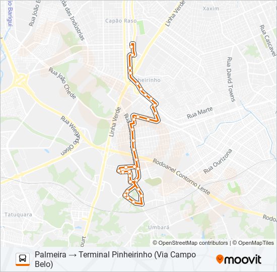 Mapa de 640 PALMEIRA de autobús