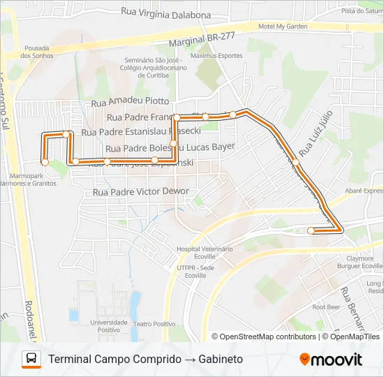 822 GABINETO Bus Line Map