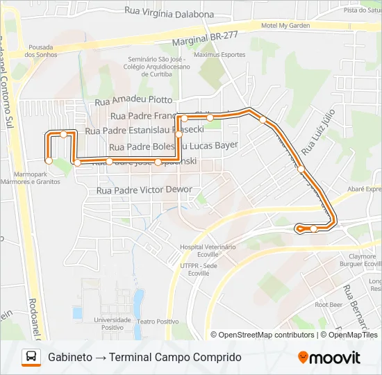 822 GABINETO Bus Line Map