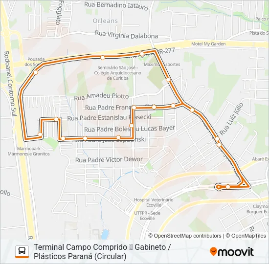 822 GABINETO Bus Line Map