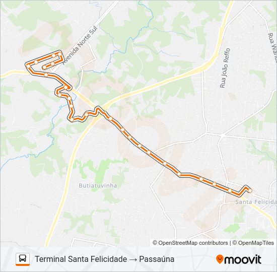 Mapa da linha 911 PASSAÚNA de ônibus