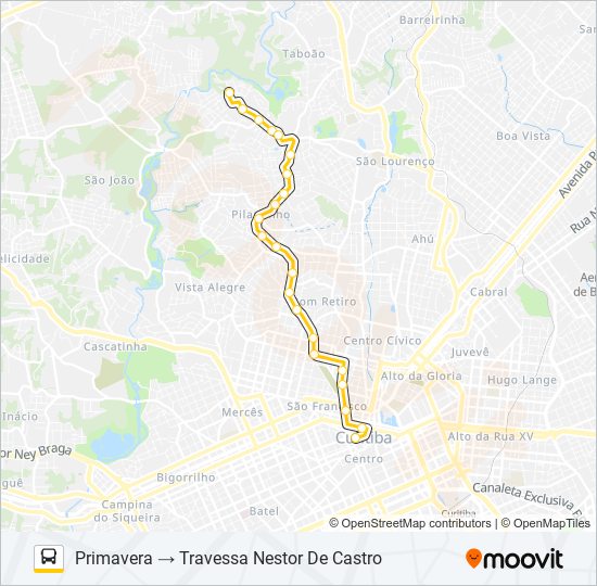 Mapa da linha 171 PRIMAVERA de ônibus