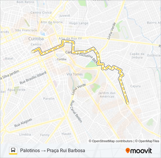 Mapa da linha 387 PALOTINOS de ônibus