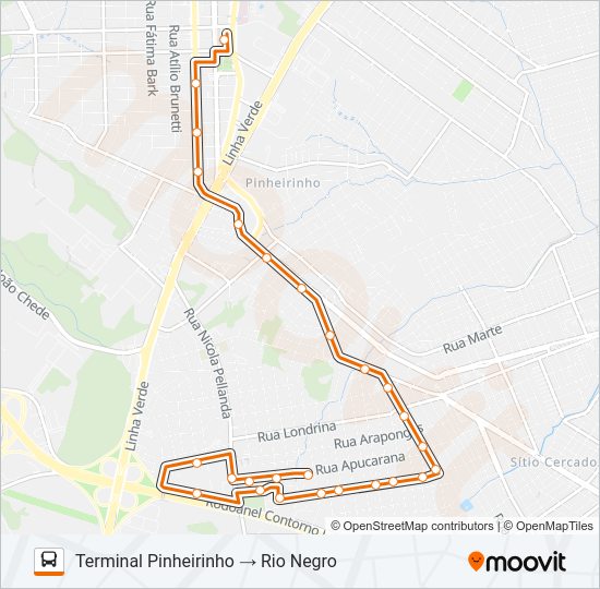 Mapa da linha 636 RIO NEGRO de ônibus