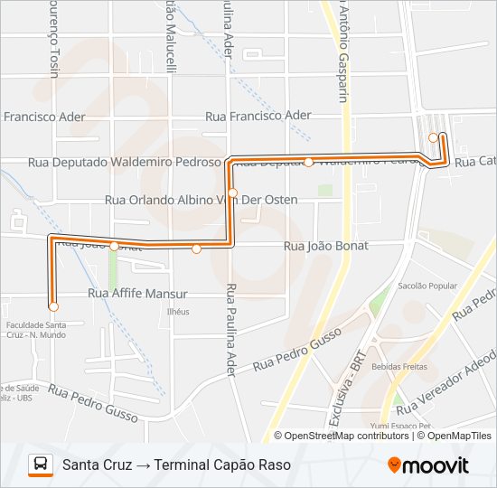 Mapa da linha 620 SANTA CRUZ de ônibus