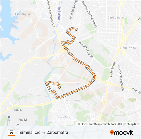 Mapa da linha 628 CARBOMAFRA de ônibus