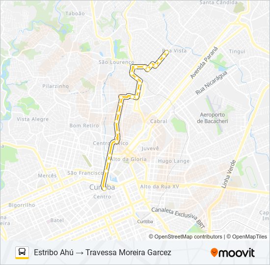 Mapa da linha 266 ESTRIBO AHÚ de ônibus