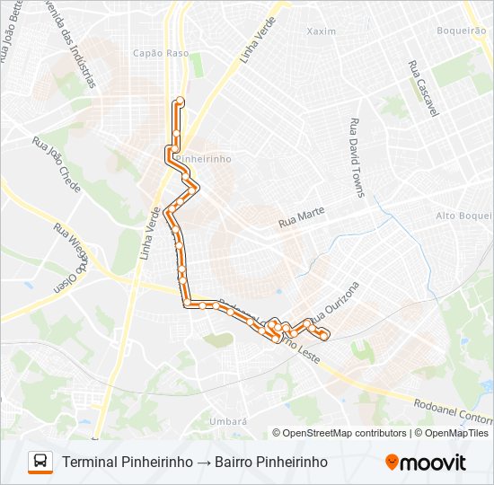 Mapa de 638 PINHEIRINHO de autobús