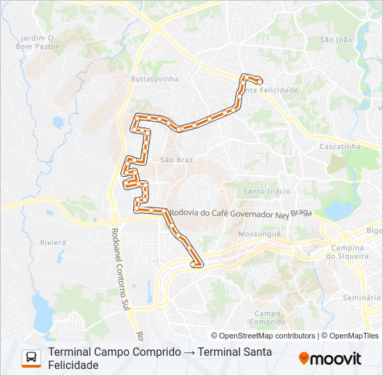 Mapa da linha 821 FERNÃO DIAS de ônibus
