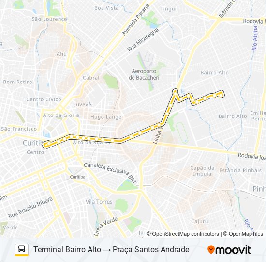 Mapa da linha 371 HIGIENÓPOLIS de ônibus