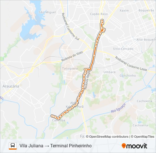 Mapa da linha 690 VILA JULIANA de ônibus