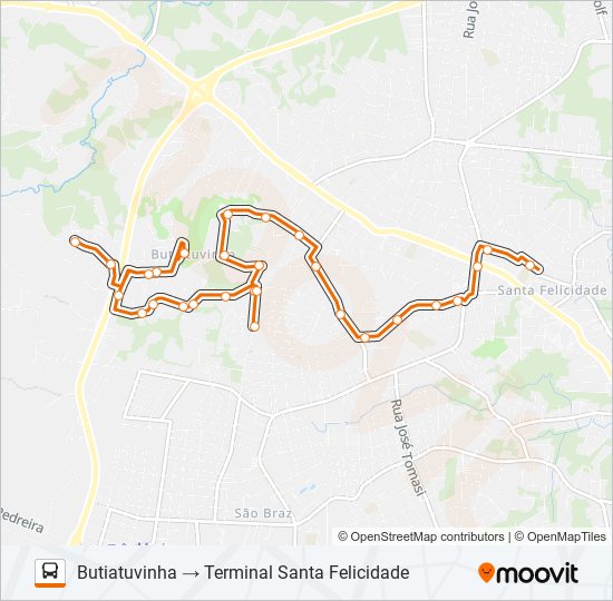 Mapa da linha 913 BUTIATUVINHA de ônibus