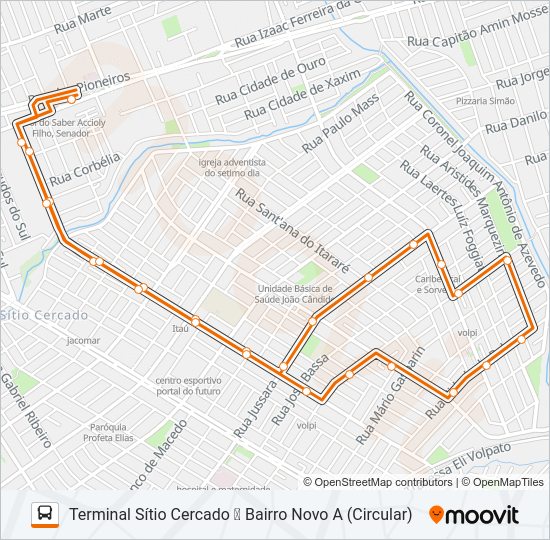 Mapa da linha 541 BAIRRO NOVO A de ônibus