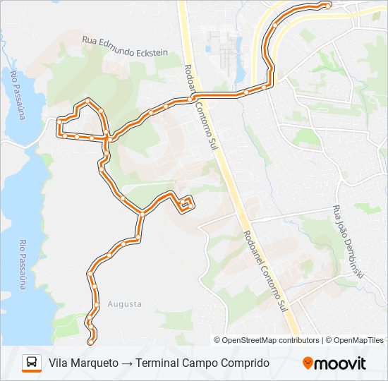 Mapa da linha 825 VILA MARQUETO de ônibus