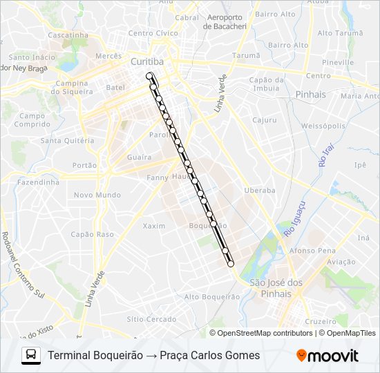 Mapa da linha 509 MAD. BOQUEIRÃO de ônibus