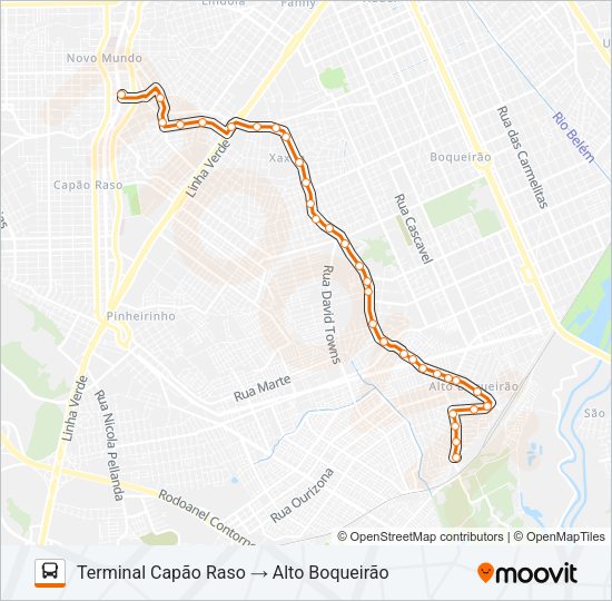 Mapa da linha 629 ALTO BOQUEIRÃO de ônibus