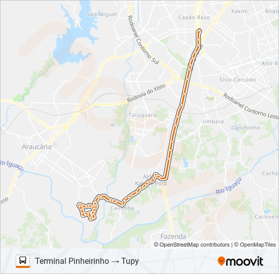 Mapa de 772 TUPY / JULIANA de autobús