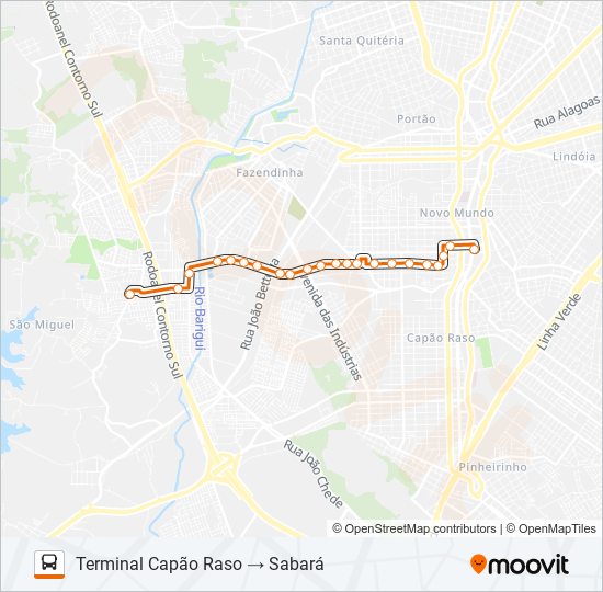 Mapa da linha X41 REFORÇO SABARÁ de ônibus