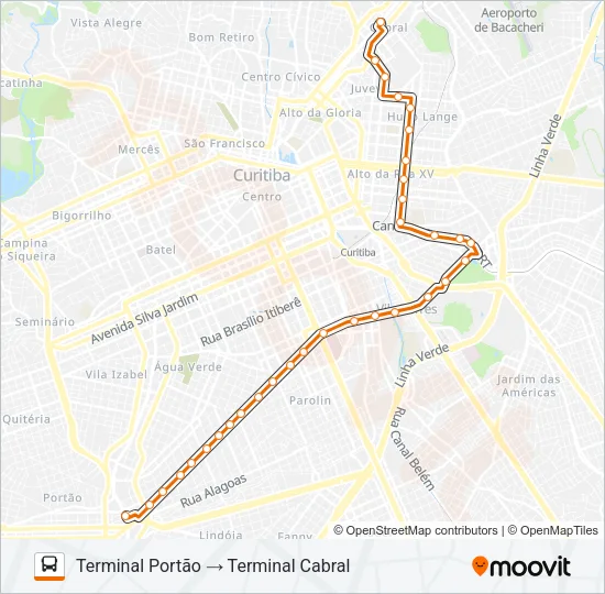216 CABRAL / PORTÃO Bus Line Map