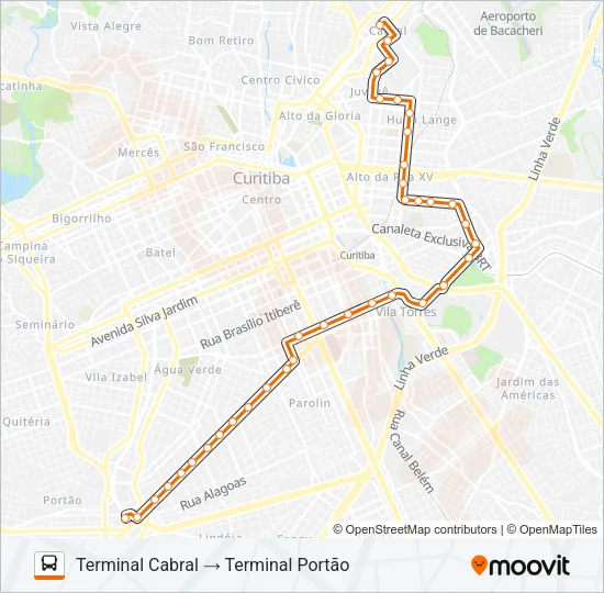 216 CABRAL / PORTÃO Bus Line Map