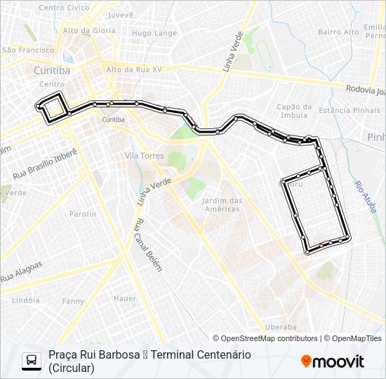 Mapa da linha 309 MAD. CENTENÁRIO de ônibus