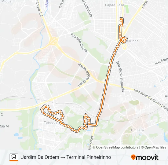 655 JARDIM DA ORDEM Bus Line Map