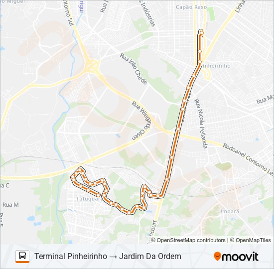 Mapa de 655 JARDIM DA ORDEM de autobús