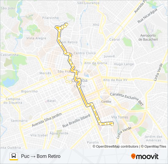Mapa da linha 175 BOM RETIRO / PUC de ônibus