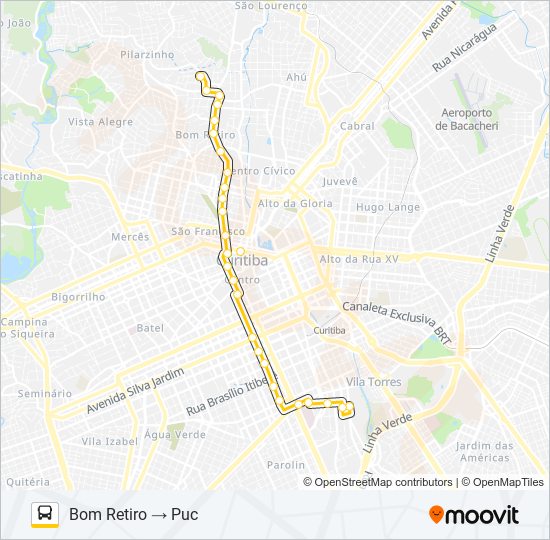 Mapa da linha 175 BOM RETIRO / PUC de ônibus