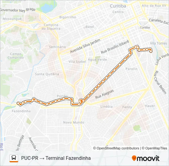 614 FAZENDINHA / PUC Bus Line Map