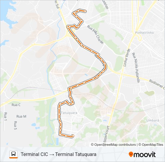 Mapa da linha 619 SANTA RITA / CIC de ônibus