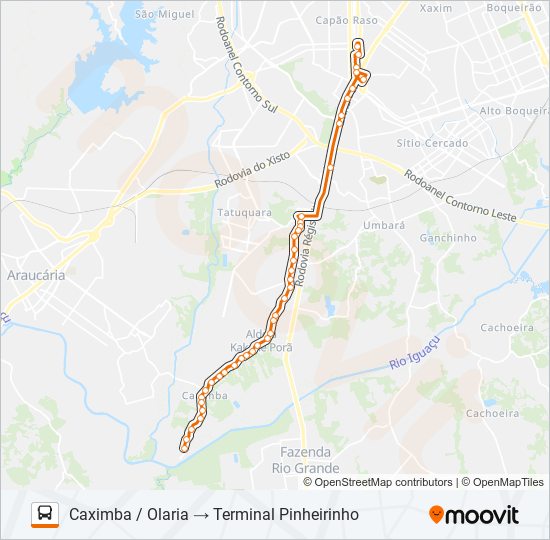 Mapa da linha 659 CAXIMBA / OLARIA de ônibus