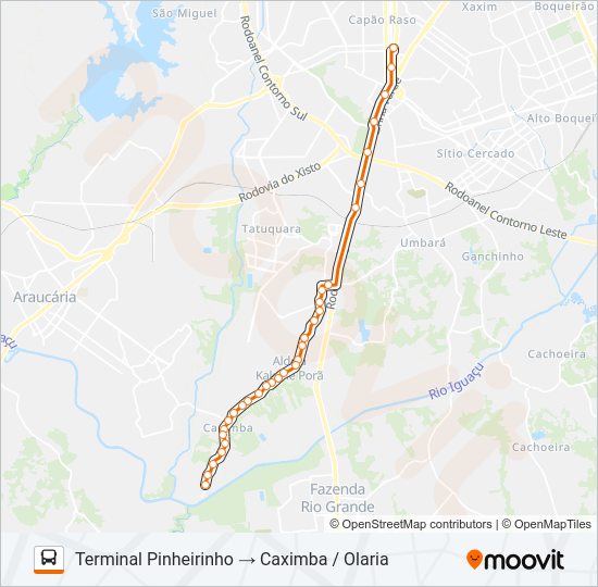 Mapa da linha 659 CAXIMBA / OLARIA de ônibus