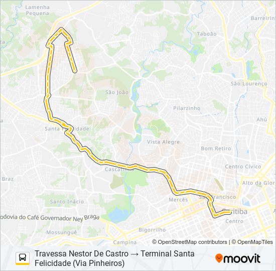 Mapa da linha 901 SANTA FELICIDADE de ônibus