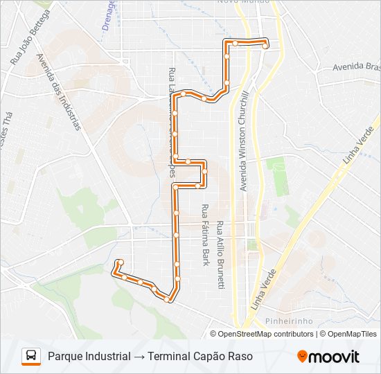 Mapa da linha 623 PARQUE INDUSTRIAL de ônibus