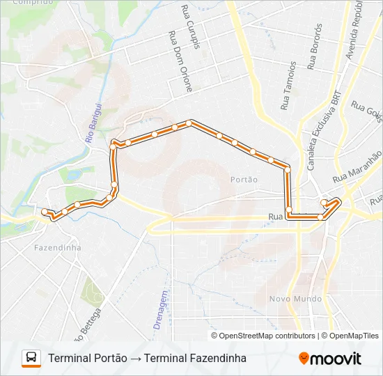 611 FAZENDINHA / PORTÃO Bus Line Map