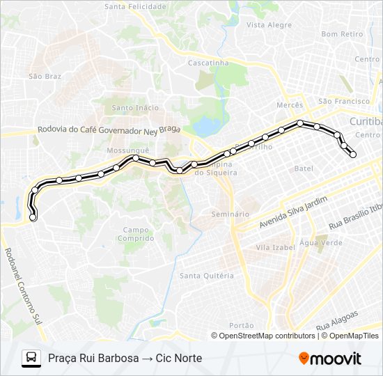 Mapa da linha 809 MAD. CAMPO COMPRIDO de ônibus