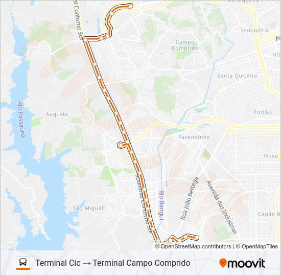 Mapa da linha 826 CAMPO COMPRIDO / CIC de ônibus